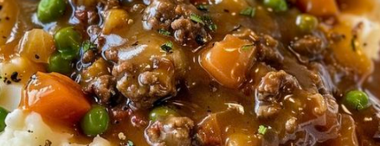 👉Ground Beef and Gravy Over Mashed Potatoe