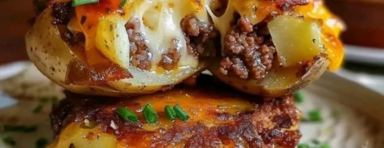 👉Cheesy Beef Stuffed Potato Cakes