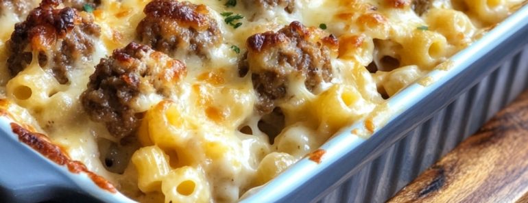 👉Meatball MacCheese Casserole