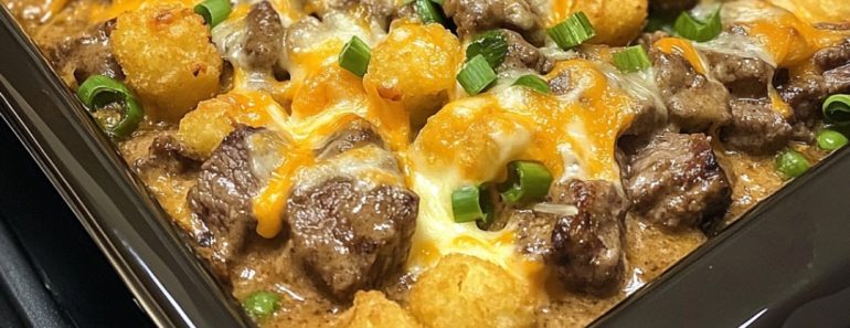 👉CROCKPOT STEAK AND CHEESE TATER TOT CASSEROLE
