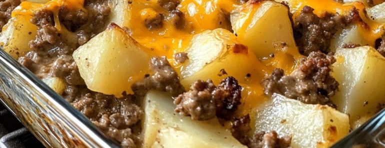 👉Cheesy GroundBeefPotato Casserole