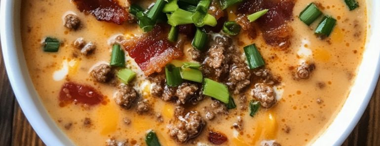 👉Slow Cooker Bacon Cheeseburger Soup