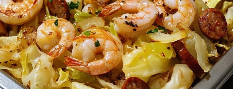 👉Fried CabbageShrimpSausage