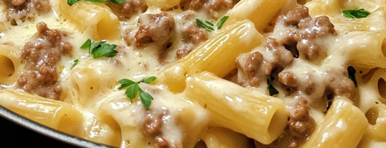 👉CheesyBeef AlfredoPasta