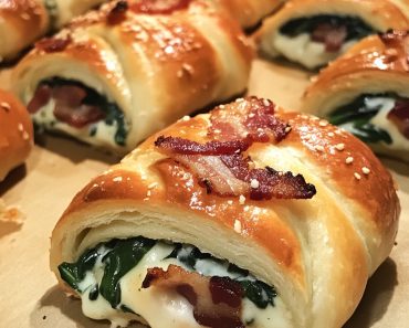 👉BaconSpinach Alfredo Crescent Roll-Ups