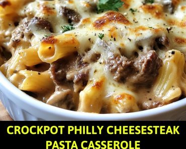 👉Crockpot Philly Cheesesteak Pasta Casserole