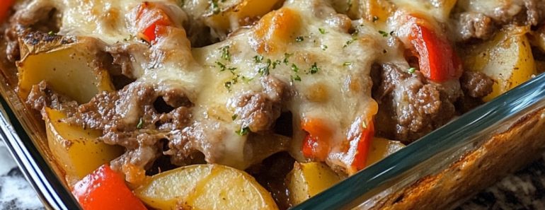 👉CrockpotPhilly Cheesesteak PotatoCasserole