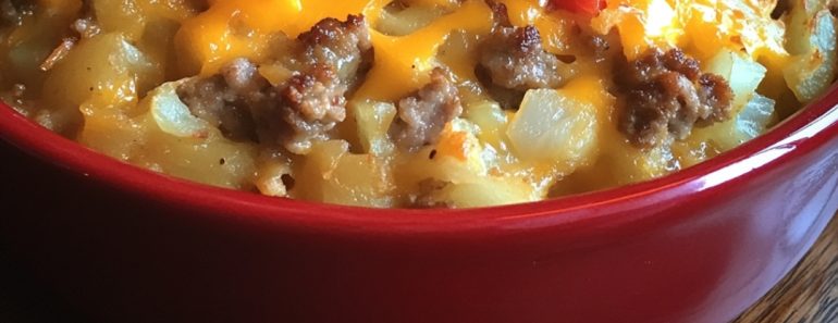 👉Slow Cooker Cheesy SausageHash Brown Casserole