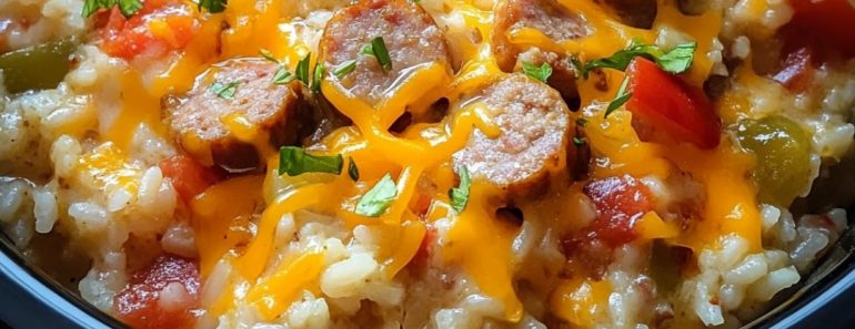 👉Slow Cooker CheesySausageRice