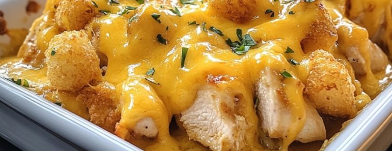 👉MustardChickenTater Tot Casserole