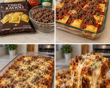 Cheesy Beef Ravioli Bake