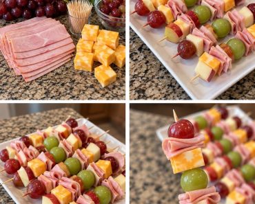 Ham, Cheese & Fruit Snack Skewers