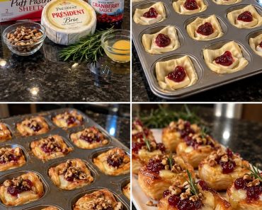 Cranberry Brie Puff Pastry Bites